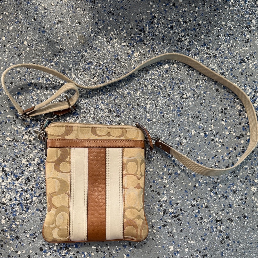 Coach Beige and Brown Crossbody Bag